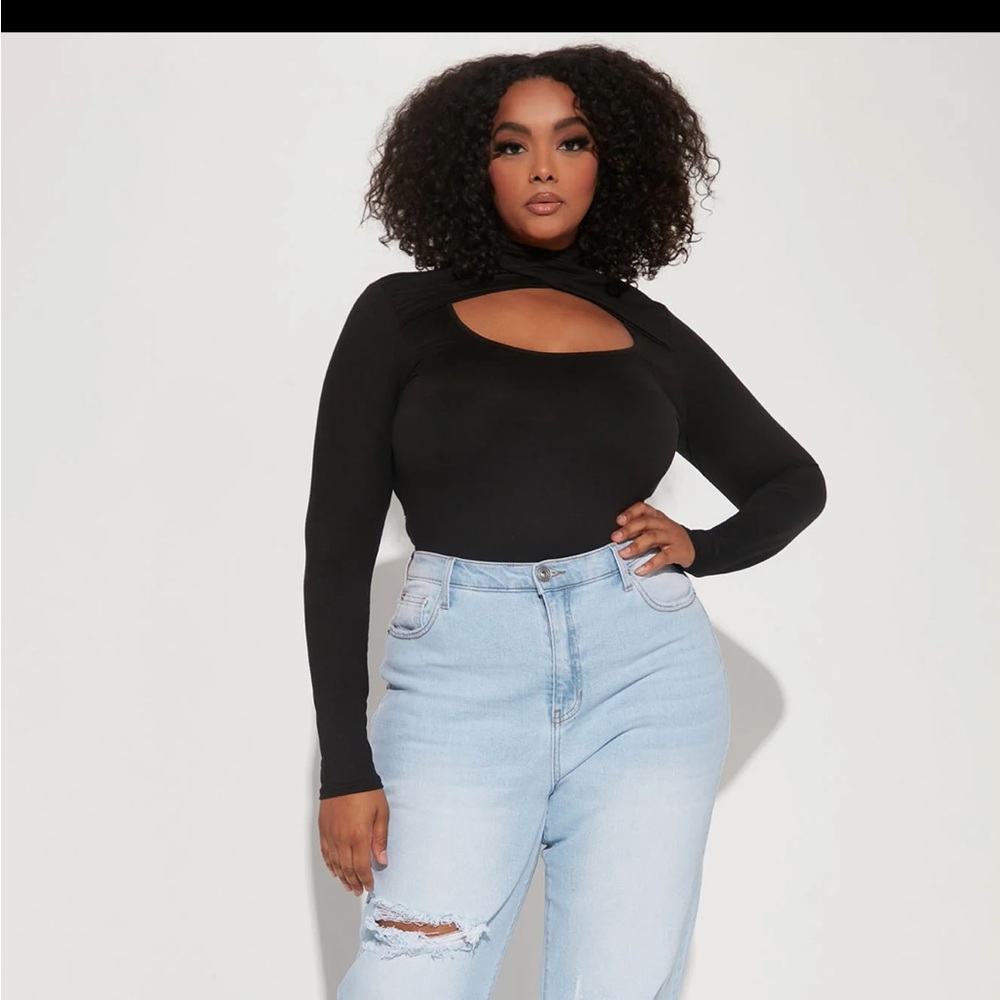 Fashion Nova Cross Me Again Bodysuit in Black 3X